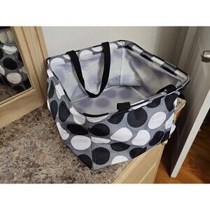 Thirty-One Square Utility Tote Black & White Paparazzi Dot Polka Dot